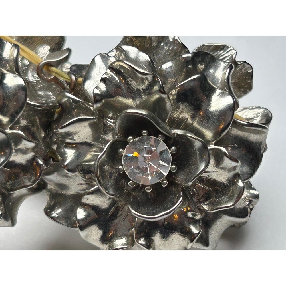 Vintage Silver Flower Crystal Bracelet Stretch Bangle Fashion Jewelry - Picture 5 of 5
